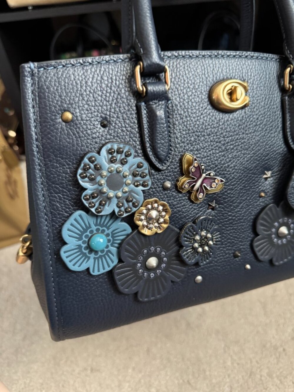 Coach Brooke Carryall 28 in Midnight Navy with Coach Create customization, EUC - Picture 2 of 13